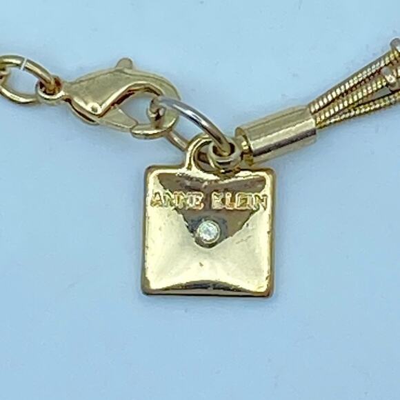 Vintage ANNE KLEIN Cha Cha Bracelet Blue Multi Strand faceted Crystal Gold Tone - Picture 7 of 8